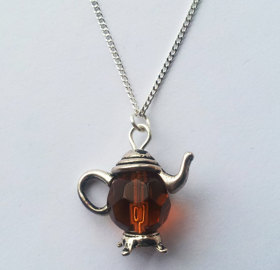 Brown Glass Teapot Necklace