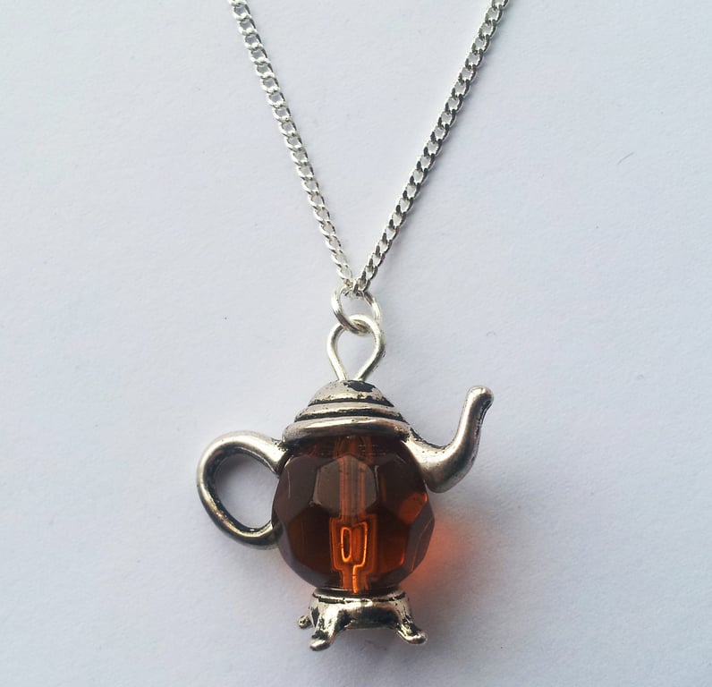 Brown Glass Teapot Necklace