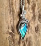Natural Blue Labradorite & 925 Silver Necklace Pendant Gift Crystal Jewellery - Image 2