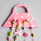Polkadot Handbag Shaped Peg in Candy Pink