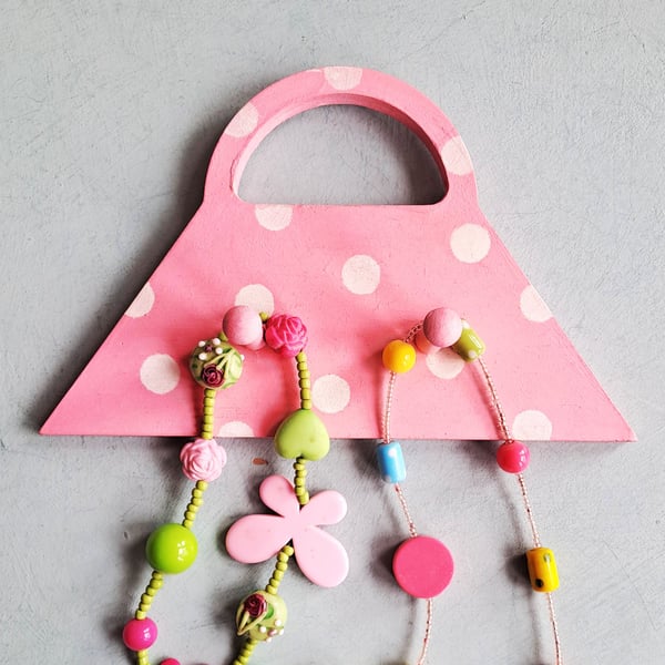 Polkadot Handbag Shaped Peg in Candy Pink