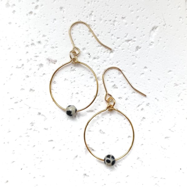 Small Cosmo Hoops - Dalmation Jasper