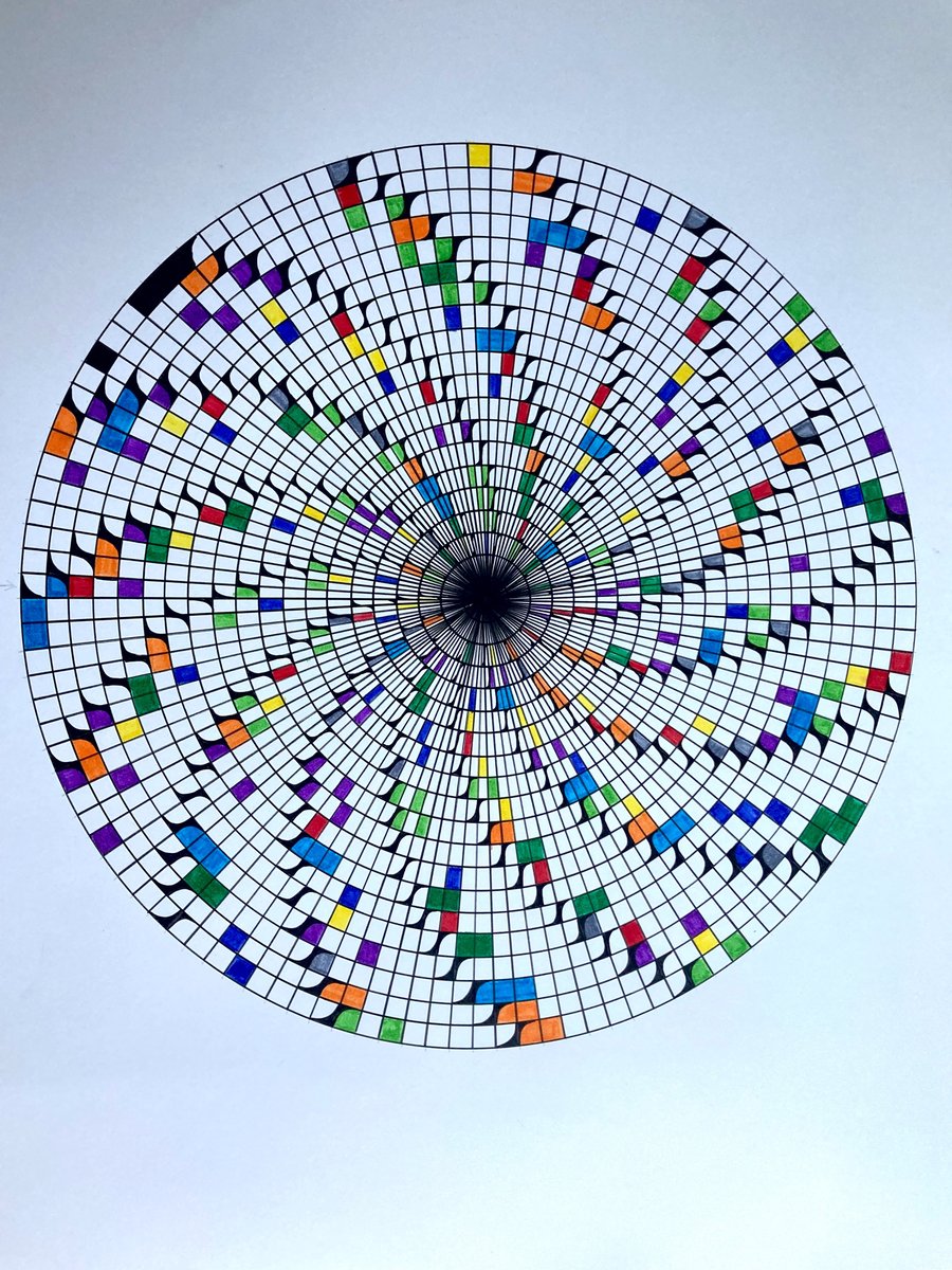 Pi in binary code, hand drawn in ink 