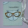 Needle case - cat with glasses