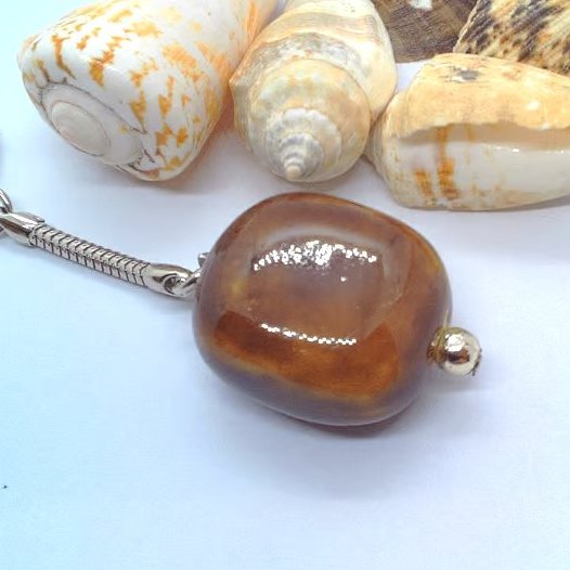 Chestnut Brown Ceramic Cube Key Ring,  Teacher's Gift, Brown Key Ring, Key Ring 