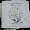 Handmade Personalised Silver 25th Wedding Anniversary Tree Card