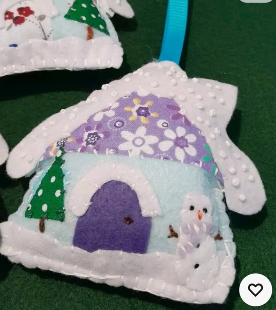 Felt Christmas Cottage Tree Decoration 