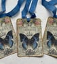  GIFT  TAGS , vintage style.  ( set of 3 ) ' Papillon' . Butterfly. Blue. Paris. - Image 3