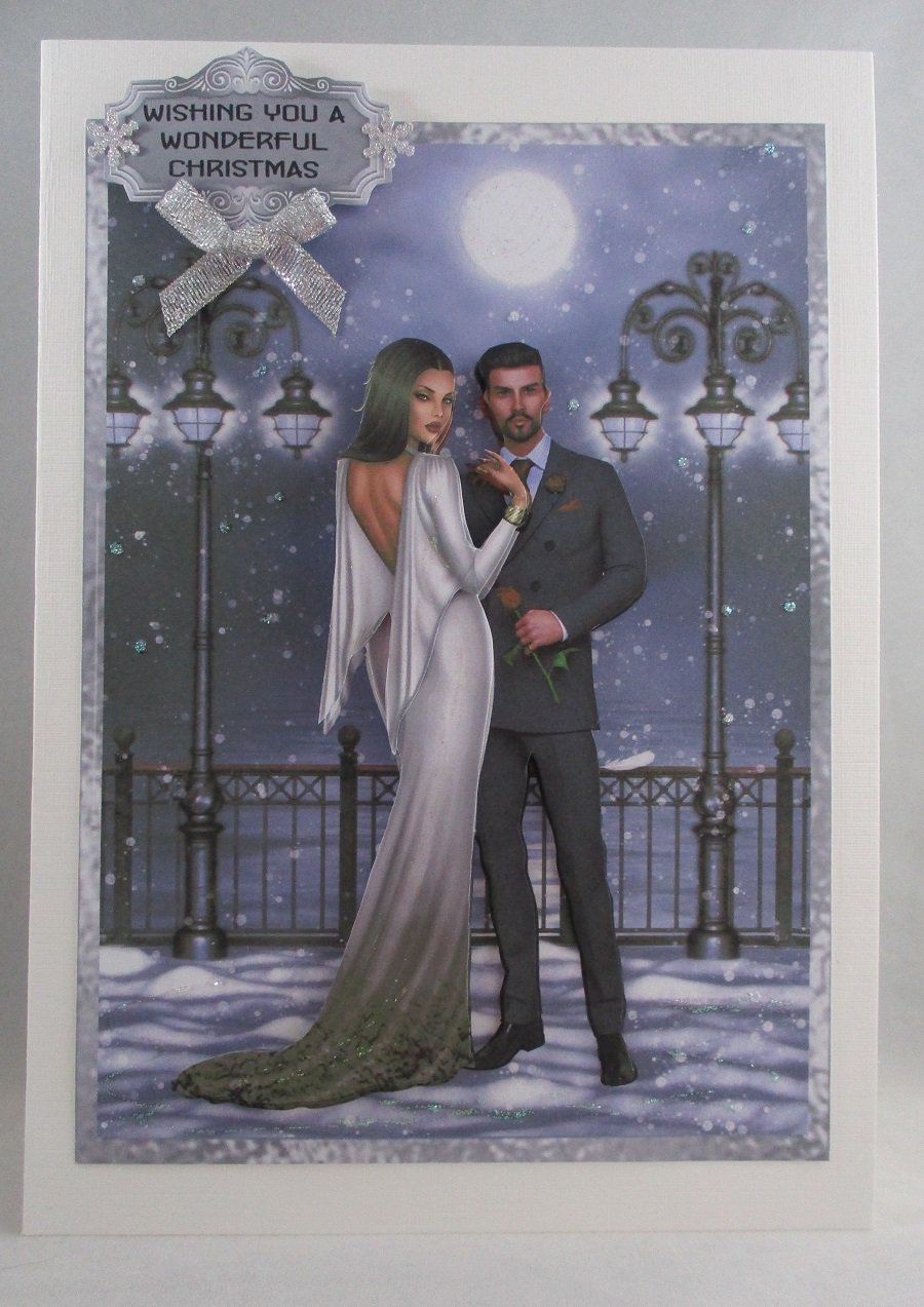 Modern Couple 3D Decoupage Chritmas Card, first Christmas,Personalise