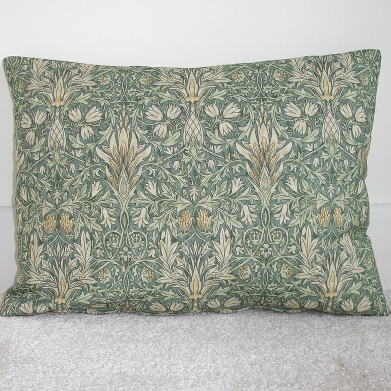 Cushion Cover William Morris Snakeshead 16" x 12" Oblong Bolster Green 12x16