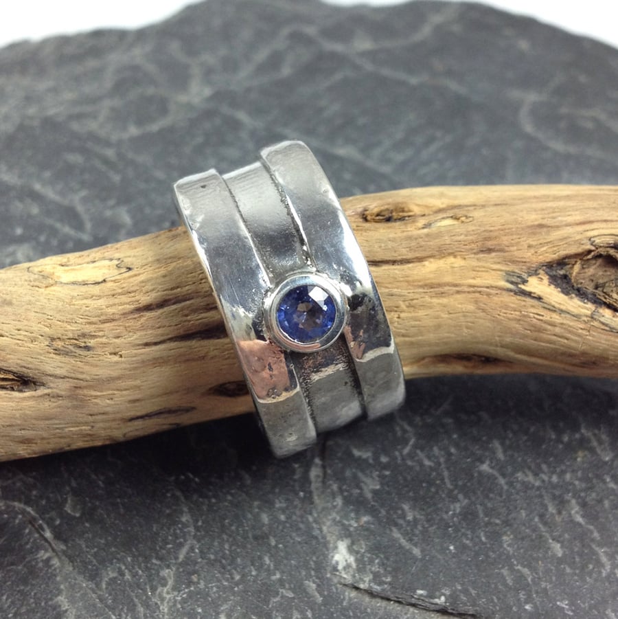 silver and Sapphire Rill ring