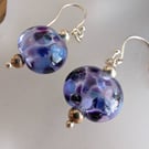 Handmade Heather Lentil shape Lampwork Earrings