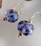 Handmade Heather Lentil shape Lampwork Earrings