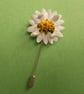 White Wild MARGUERITE DAISY PIN Wedding Lapel Flower Brooch HANDMADE HANDPAINTED - Image 2