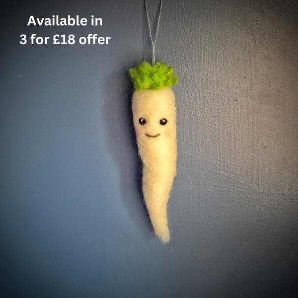 Felted Parsnip Christmas Ornament: Quirky Needle Felt Decoration