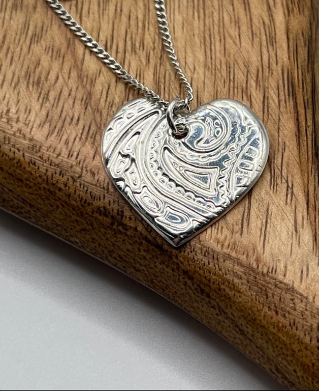 Silver Paisley Heart