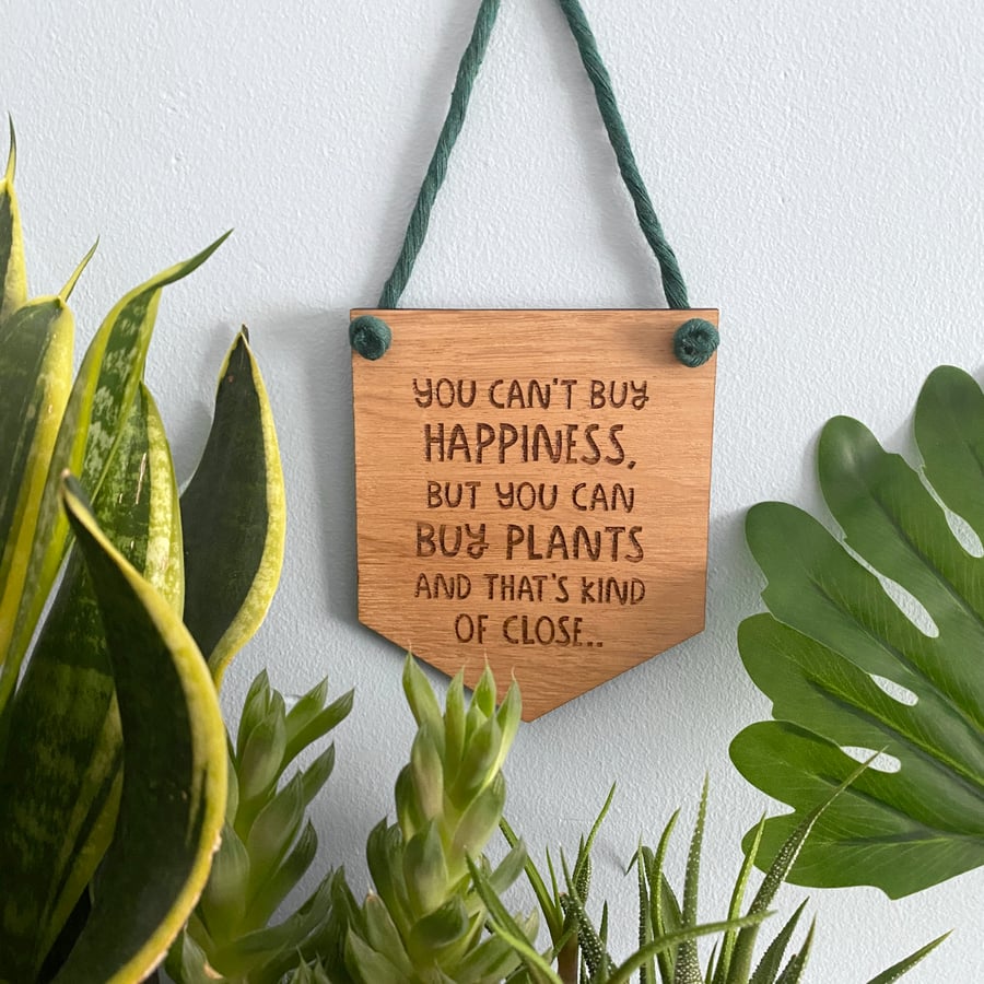 Oak wooden wall hanging banner, handmade gifts for plant lovers, motivational