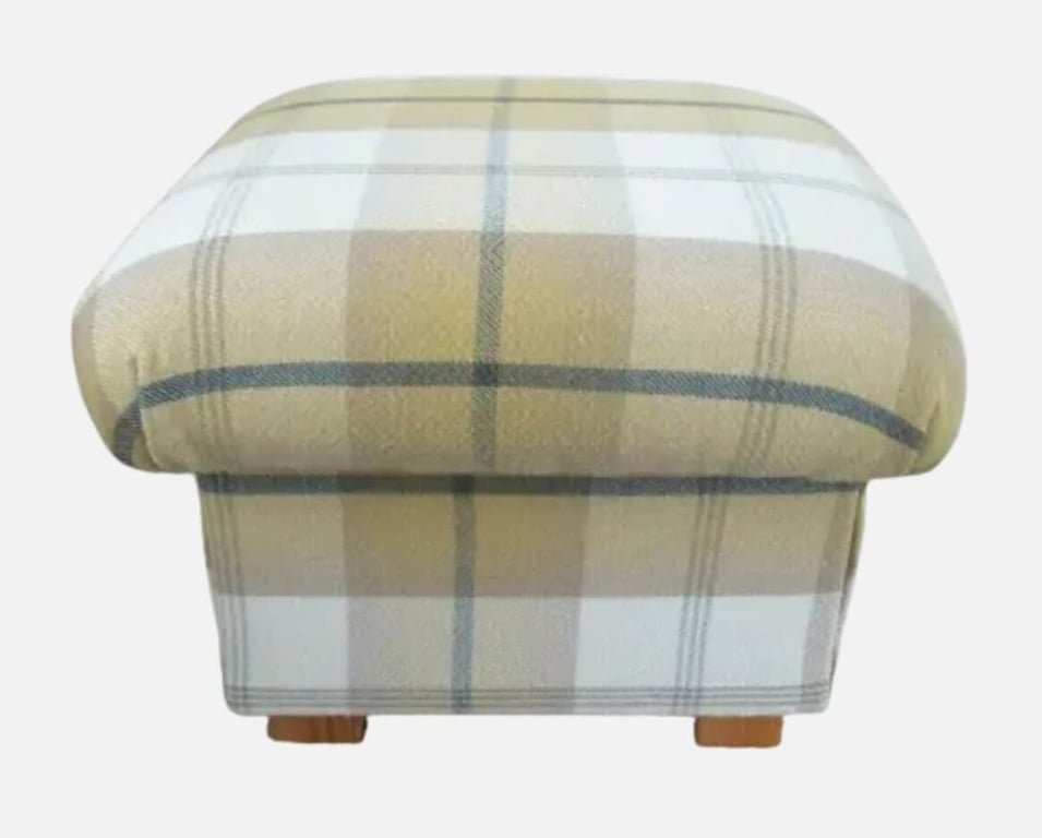 Storage Footstool Balmoral Ochre Fabric Tartan Check Pouffe Mustard 