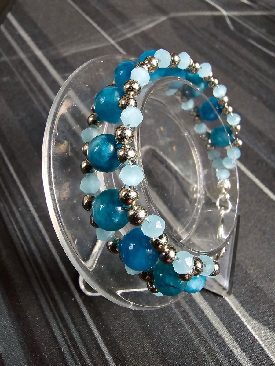 Ice Blue and Silver Beaded Bracelet