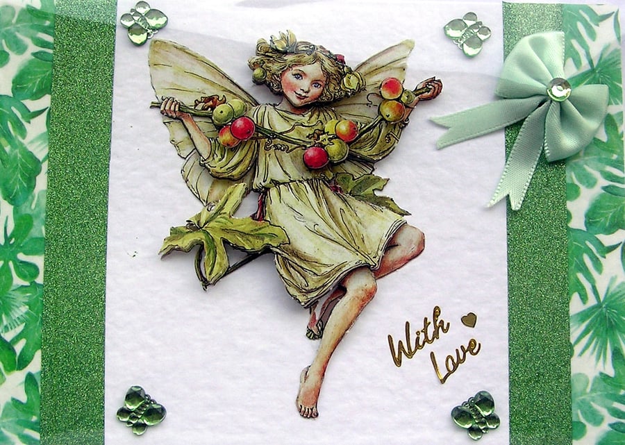 Fairy Hand Crafted 3D Decoupage Greeting Card - With Love (2531)