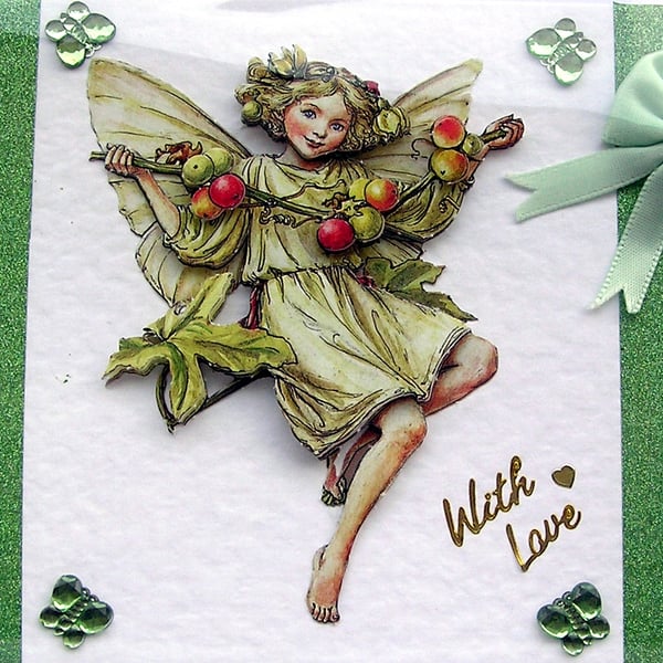 Fairy Hand Crafted 3D Decoupage Greeting Card - With Love (2531)