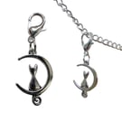 Detachable cat and moon charm