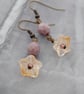 Purple & champagne flower earrings - Image 1