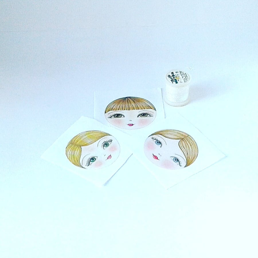 Craft Doll doll faces set of 3  