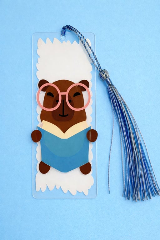 Relaxed as a Capybara Bookmark – Acrylic Reading Gift with Tassel