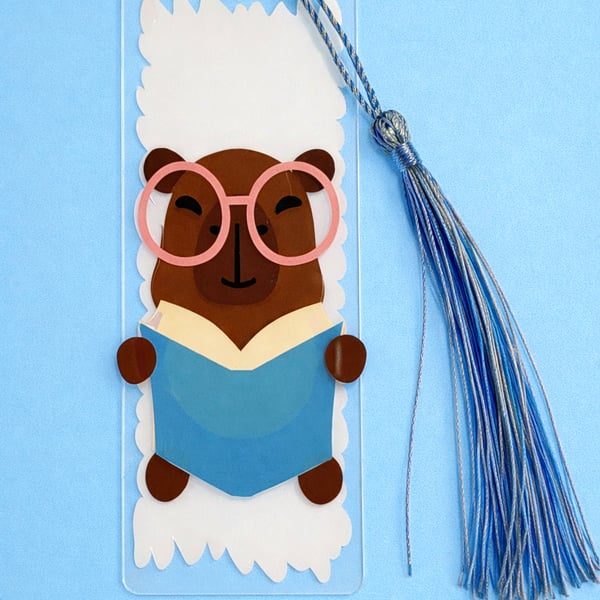 Relaxed as a Capybara Bookmark – Acrylic Reading Gift with Tassel