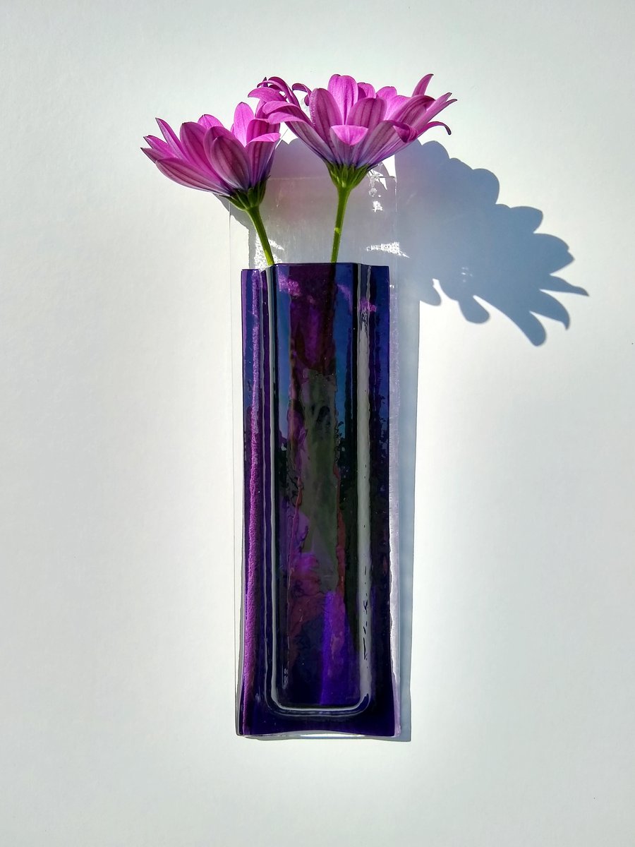 Violet fused glass wall vase