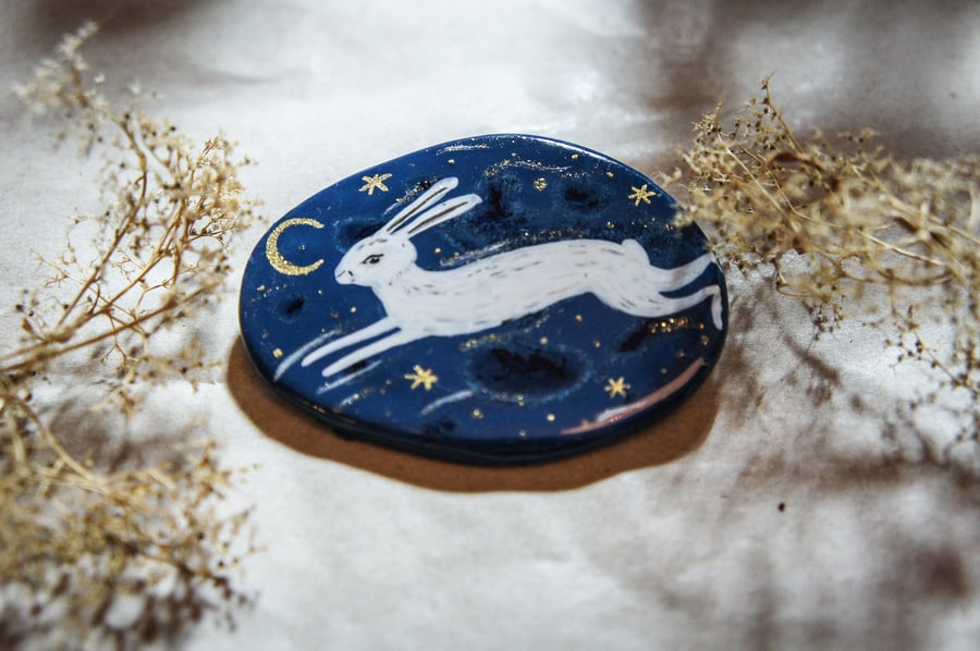 Handmade Hare Brooch