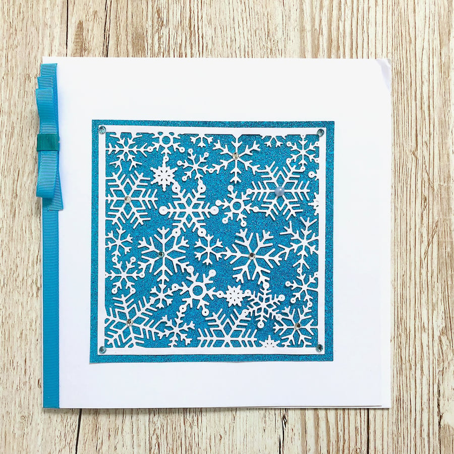 Handmade Christmas Card - snowflakes