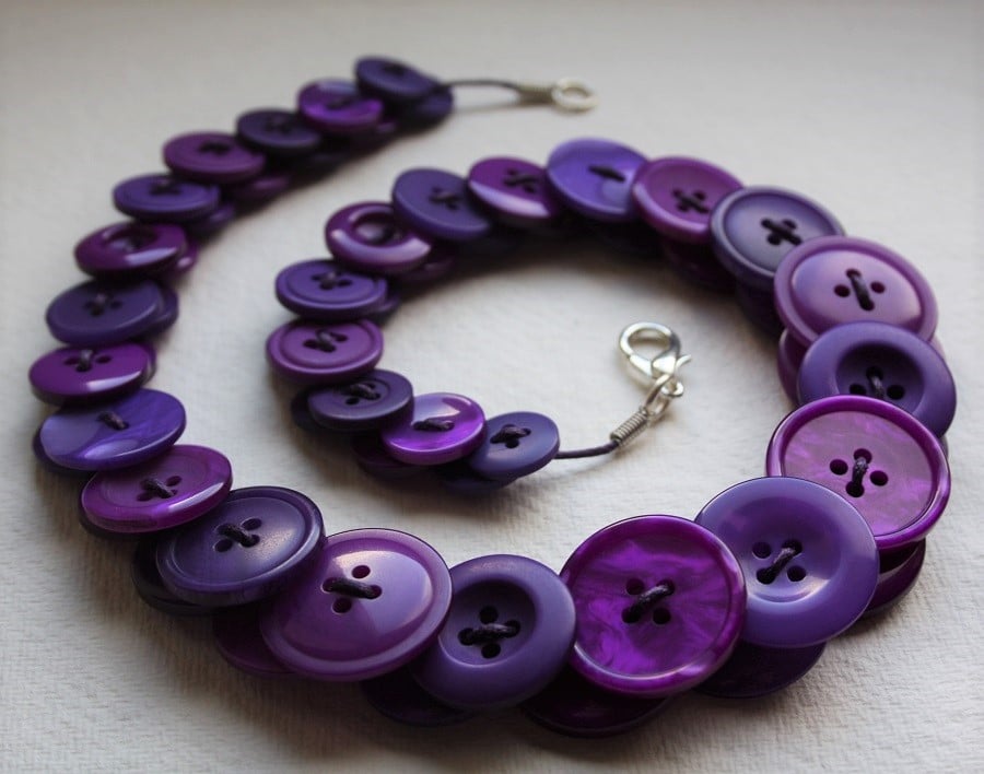 Purple Button Necklace