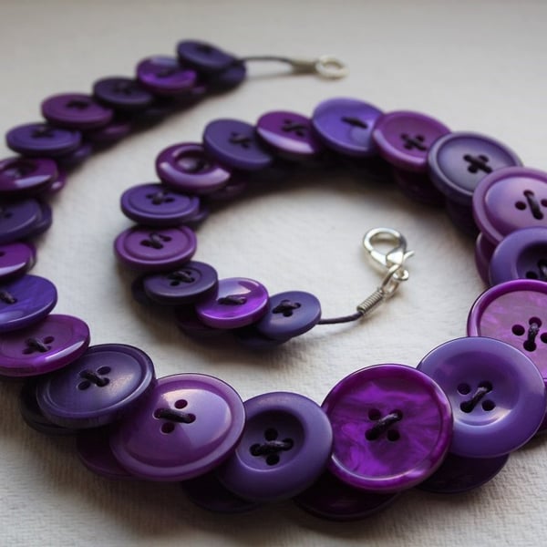 Purple Button Necklace