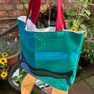 Vintage felt lined tote bag