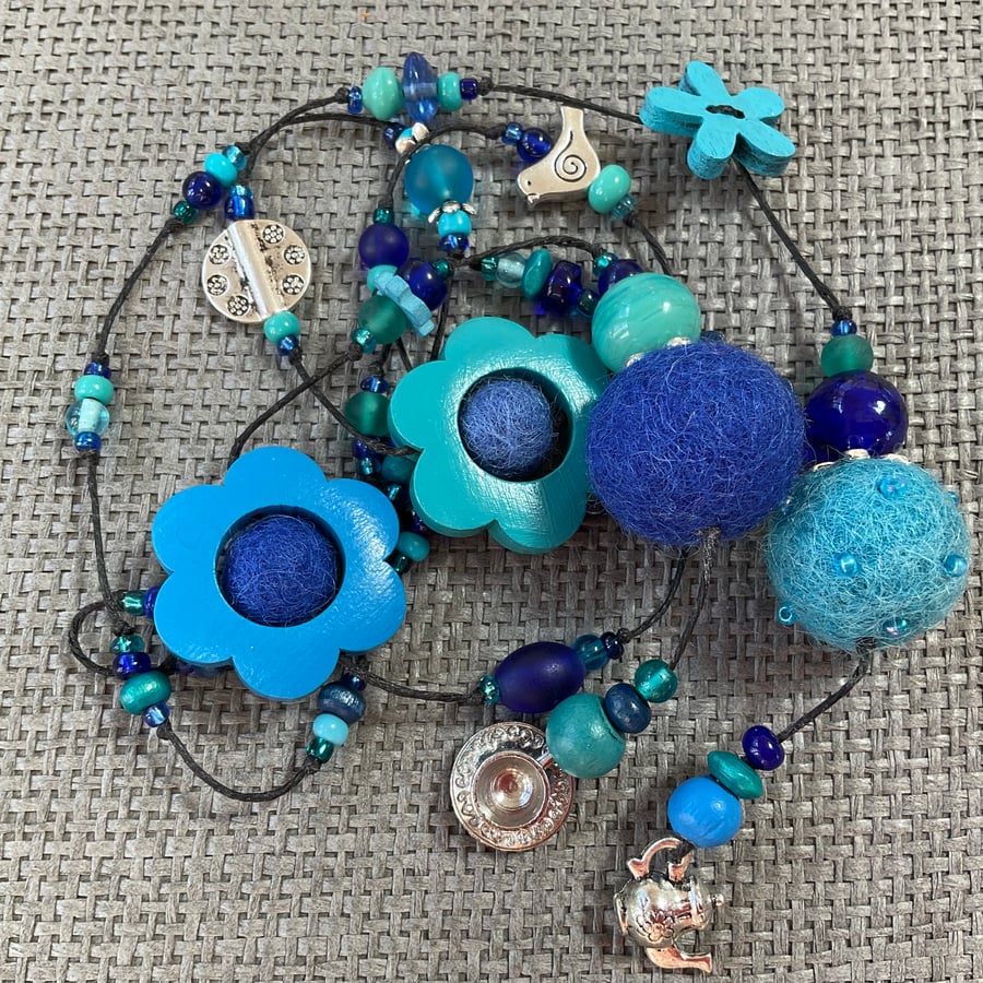 “Blue and Turquoise” lariat necklace