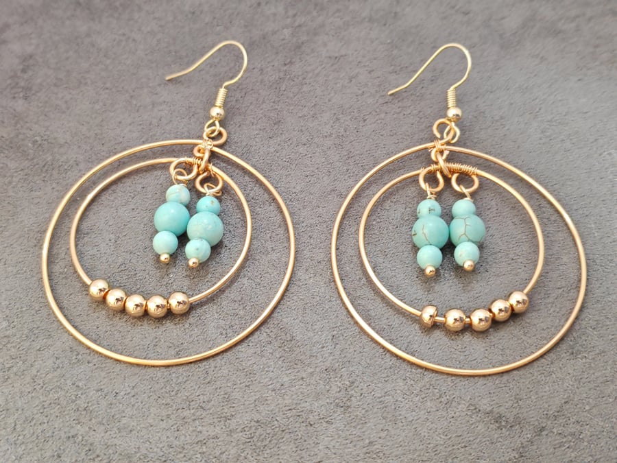 Big Ring earrings with 18k gold plated hooks-un... - Folksy