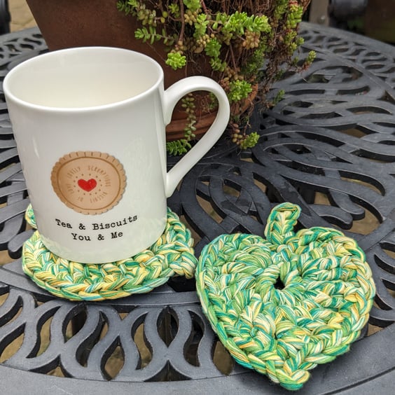 Leaf coaster, chunky mat, cotton coasters, plant lovers gift