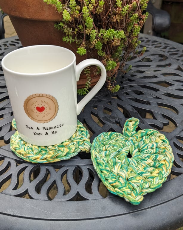 Leaf coaster, chunky mat, cotton coasters, plant lovers gift