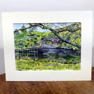 Bridge over River Lyon Landscape Watercolour, Scotland Scenery
