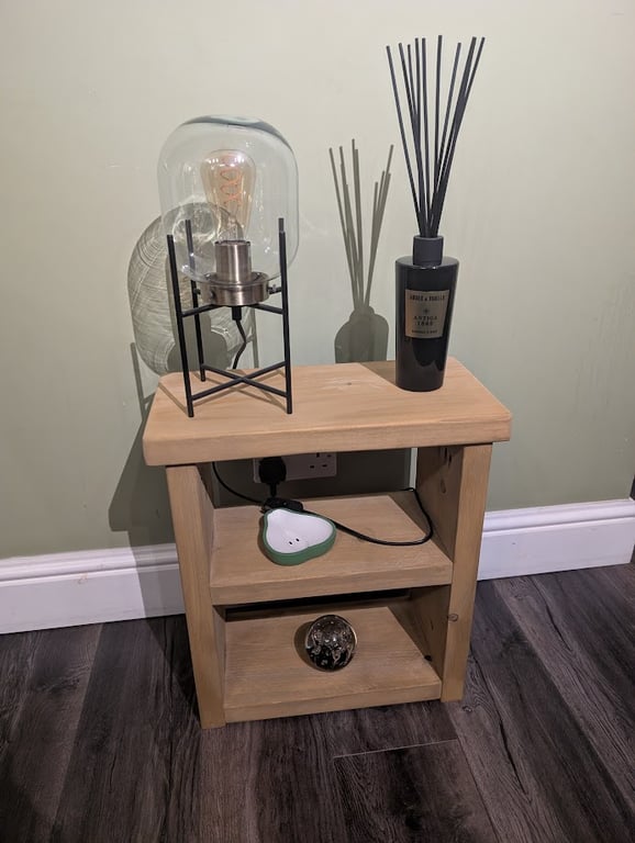 Handmade Rustic Solid Wood Sofa Side End Table with Shelf - Reclaimed - Recycled