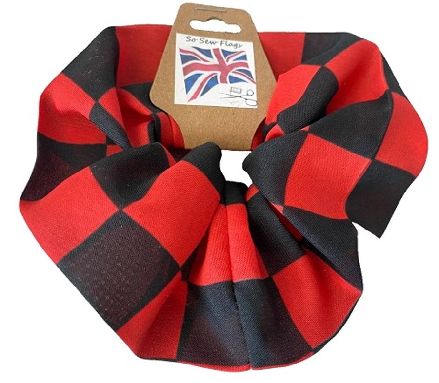 Red & Black Check Flag Hair Scrunchie Scrunchies Accessory Band Elastic