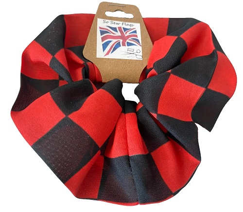 Red & Black Check Flag Hair Scrunchie Scrunchies Accessory Band Elastic