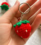 Crochet Strawberry Keyring