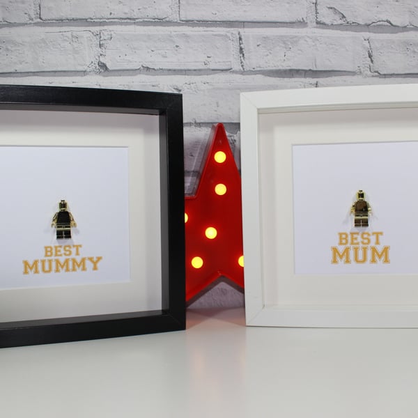 BEST MUM - MUMMY - Framed golden statue - Lego minifigure award - Mothers Day