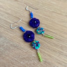 Bright Colourful Sparkly Silk Crystal & Glass Earrings