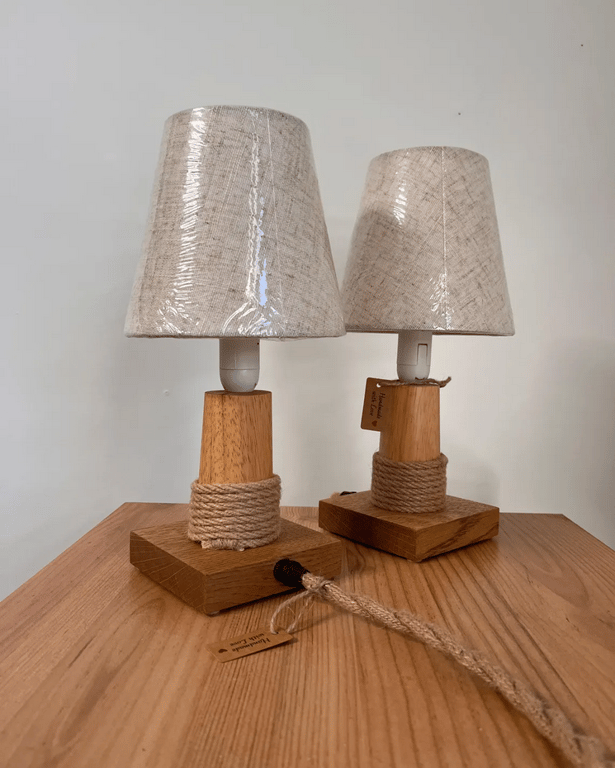 Set of Two Handcrafted Nightstand Lamps