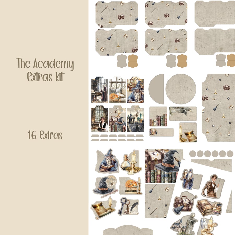 The Academy Extras kit Scrapbooking, Ephemera, Journal, Digital Download 
