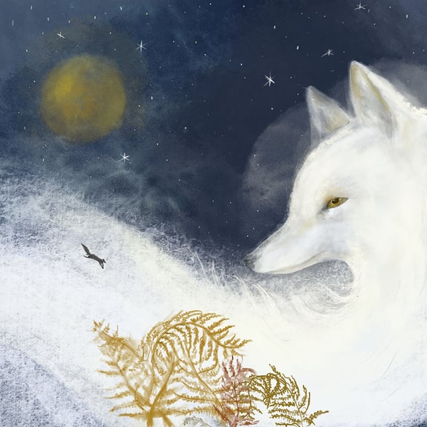 Winter Wolf Moon, Original Square Fine Art Print